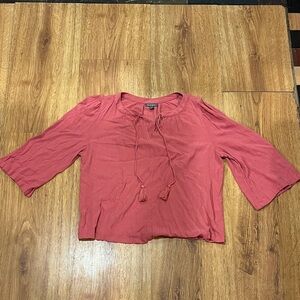 STYLE & CO Women's Coral Blouse with Tassel Ties, Lightweight, BOHO